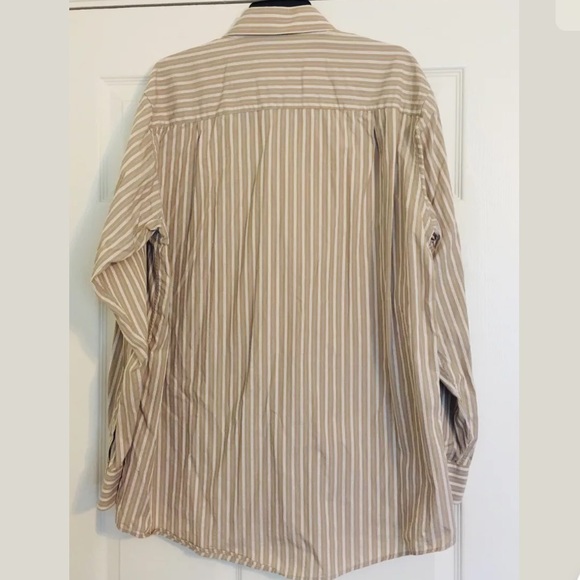 Calvin Klein Mens Button Down Tan/Blue 161/2 34/35 - Picture 6 of 6